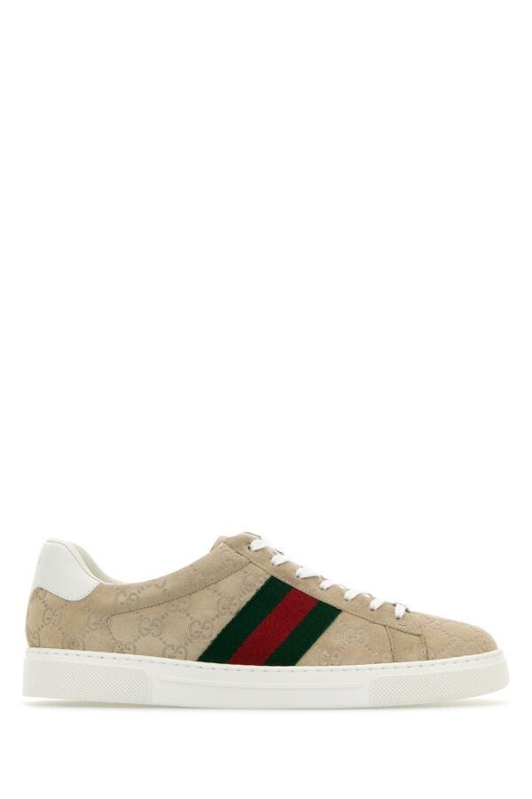 Gucci Man Beige Suede Gucci Ace Sneakers - 1