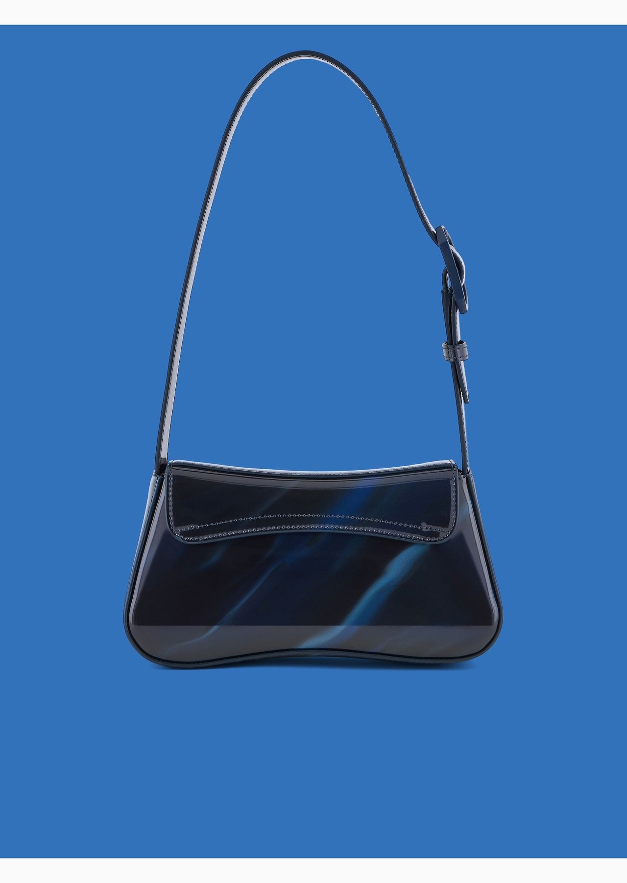 ASV Black Blue capsule collection shiny cosmos-print baguette shoulder bag - 3