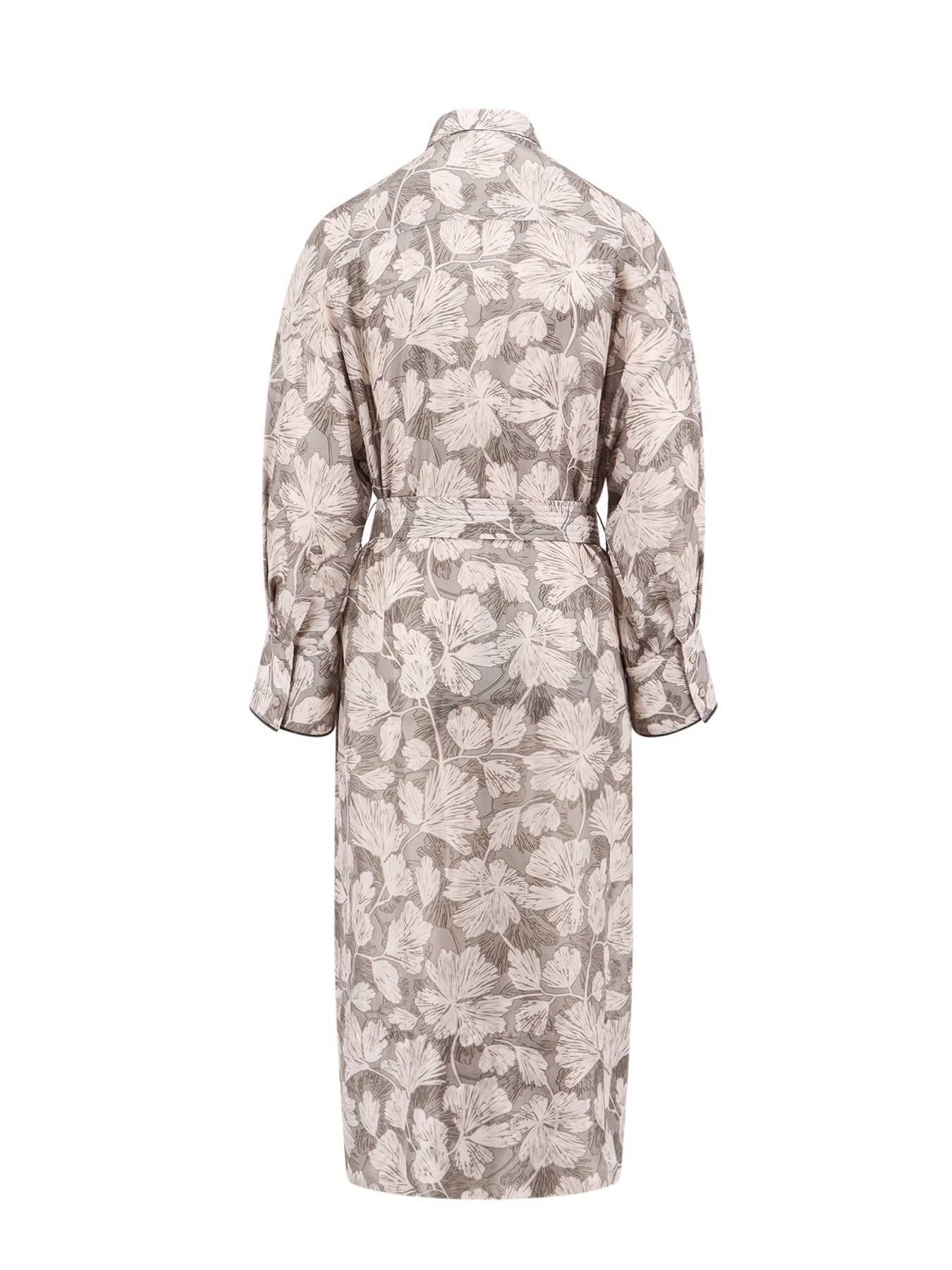 Silk chemisier dress with Ginkgo Print - 2