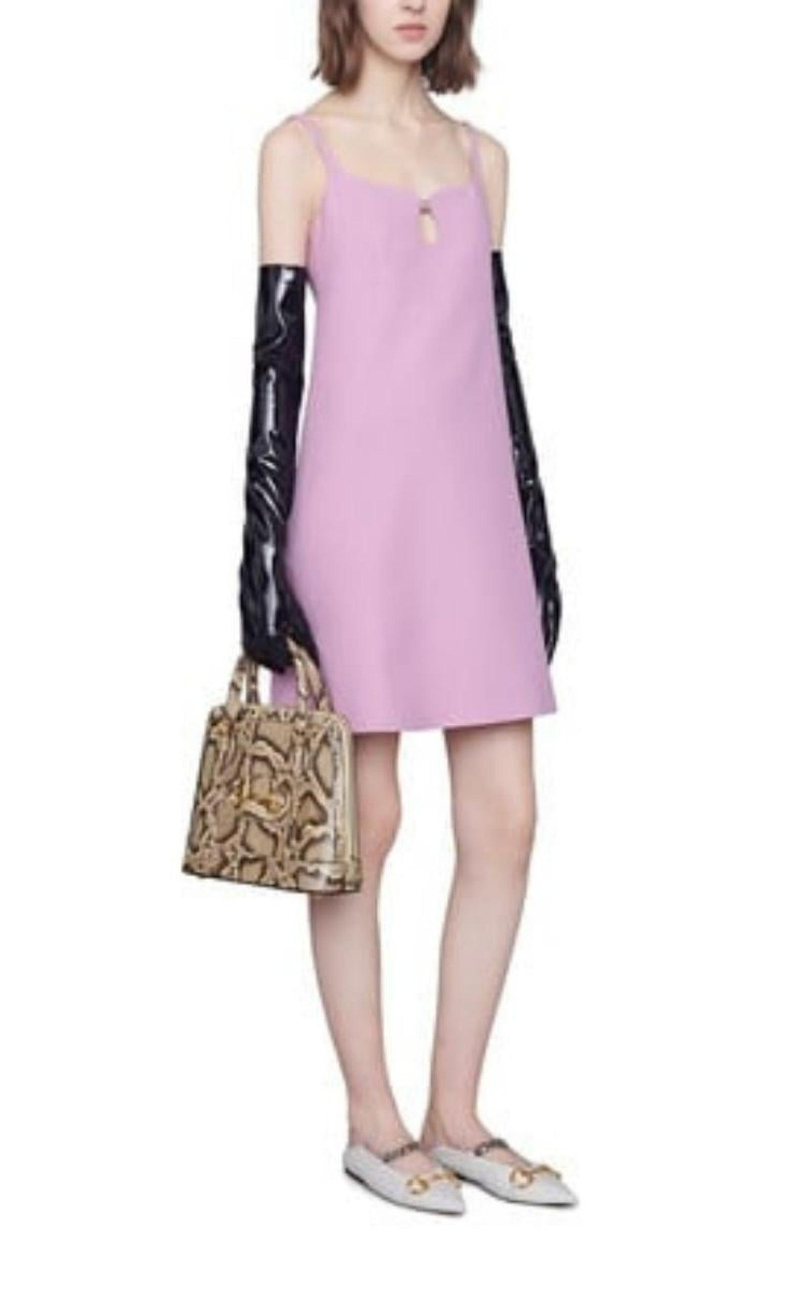 Pink Silk and Wool Cady Crepe Dress - 2