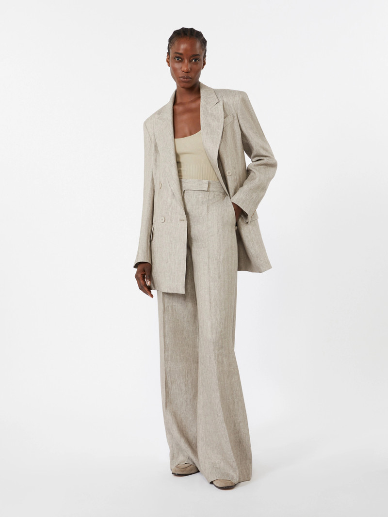 Max Mara DESERTO Herringbone linen twill trousers - BEIGE outlook