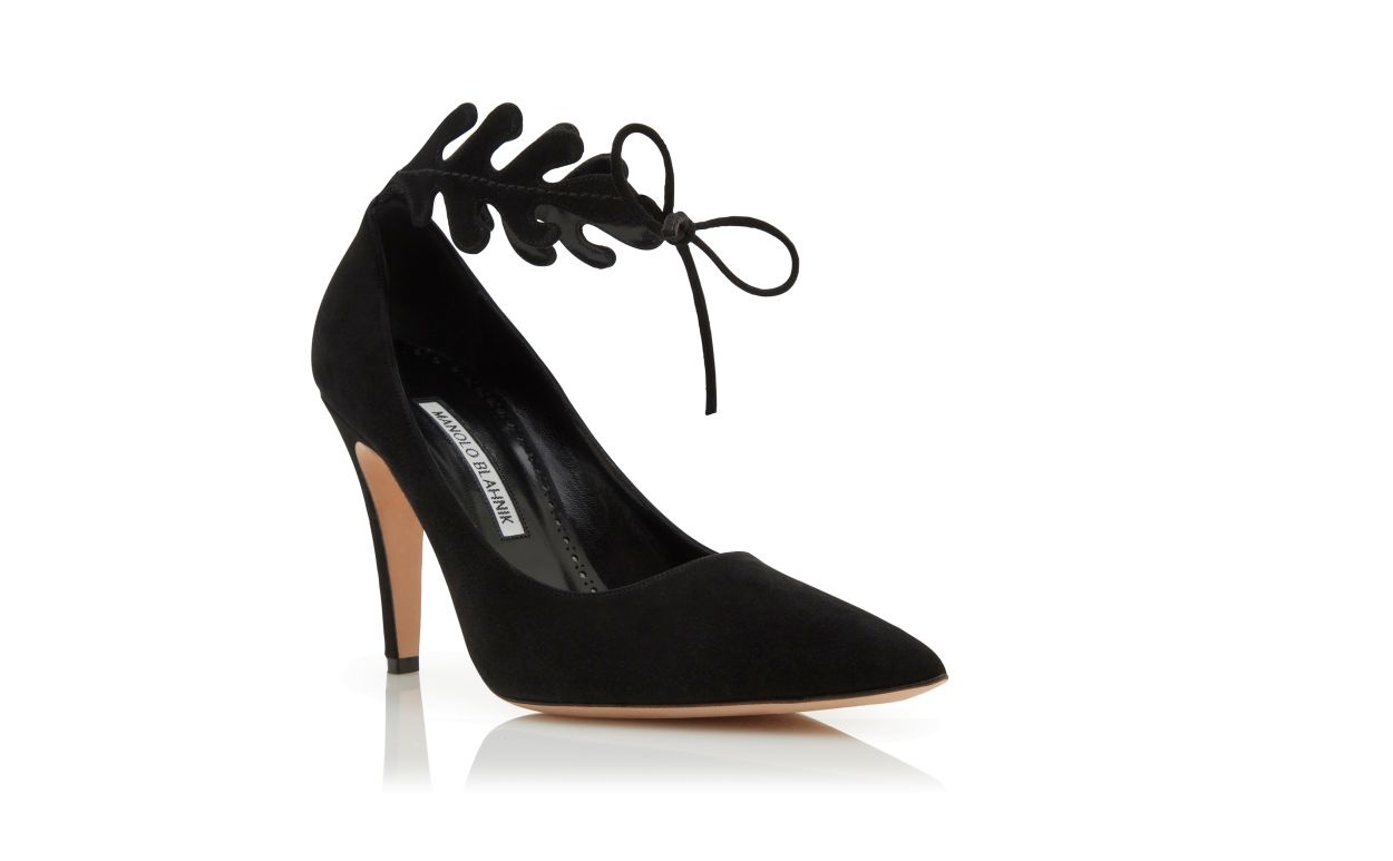 Black Suede Ankle Strap Pumps - 3