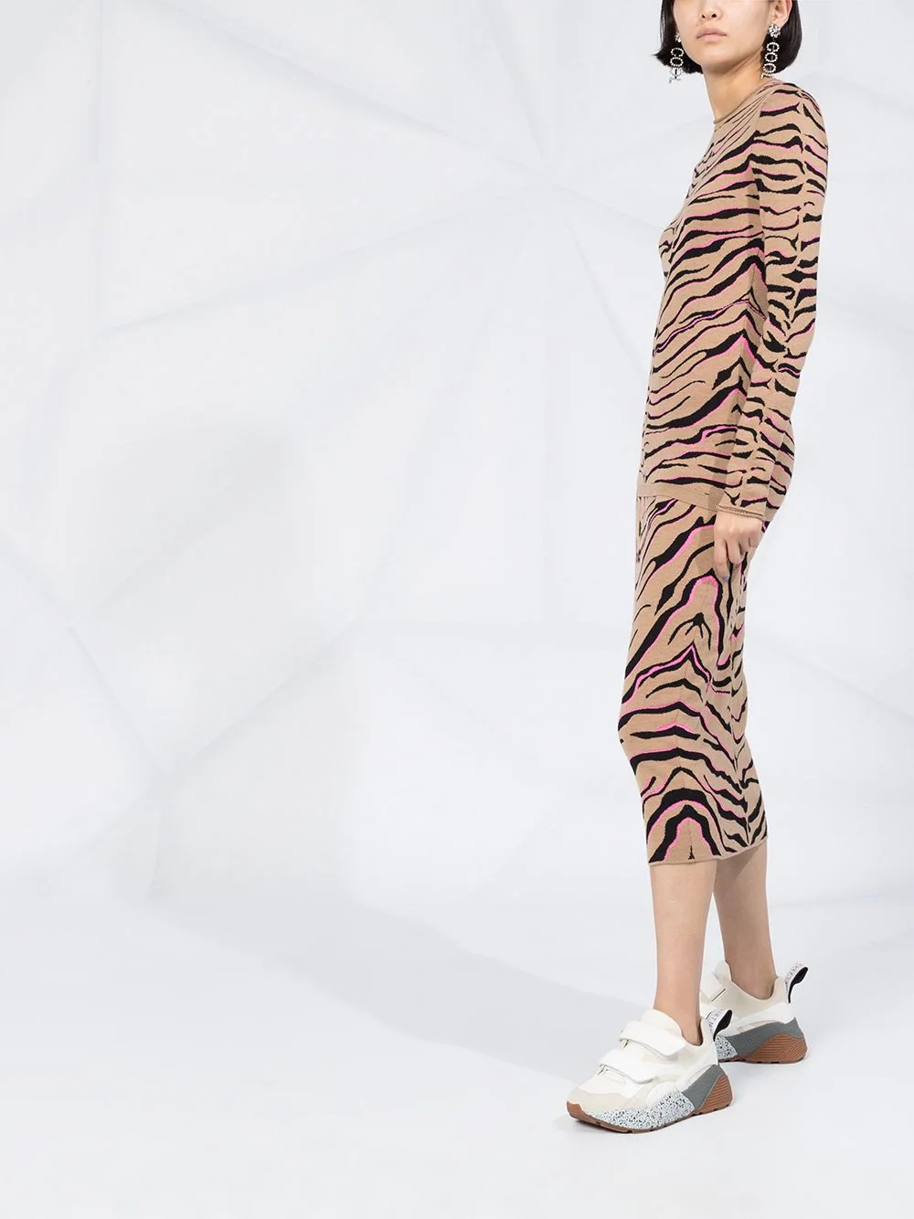 tiger-print knitted top - 6