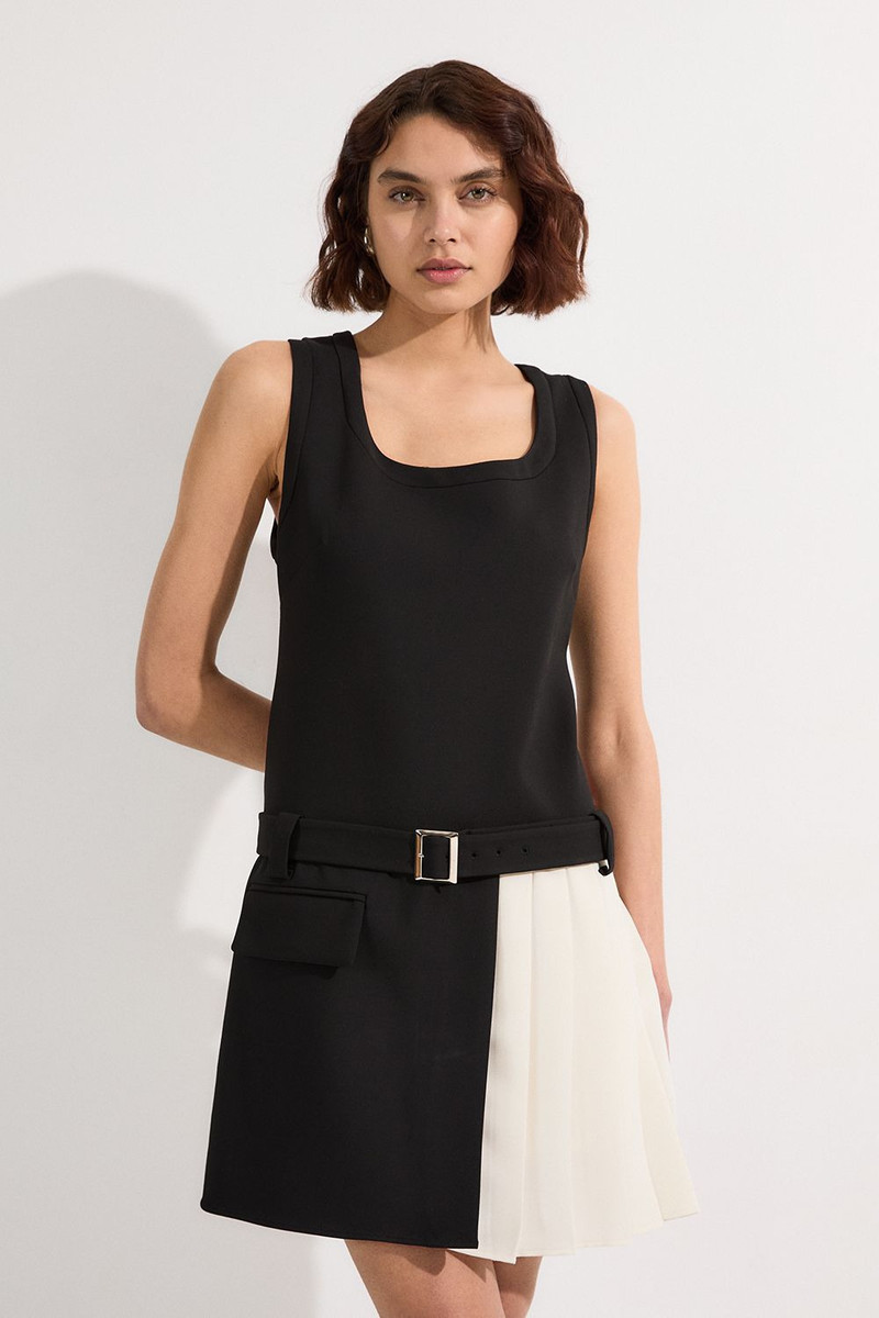 Compact Stretch Pleated Skirt Mini Dress 1