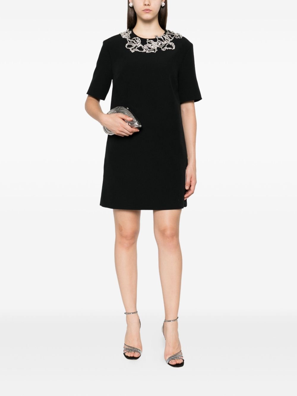 embellished short-sleeved mini day dress - 2