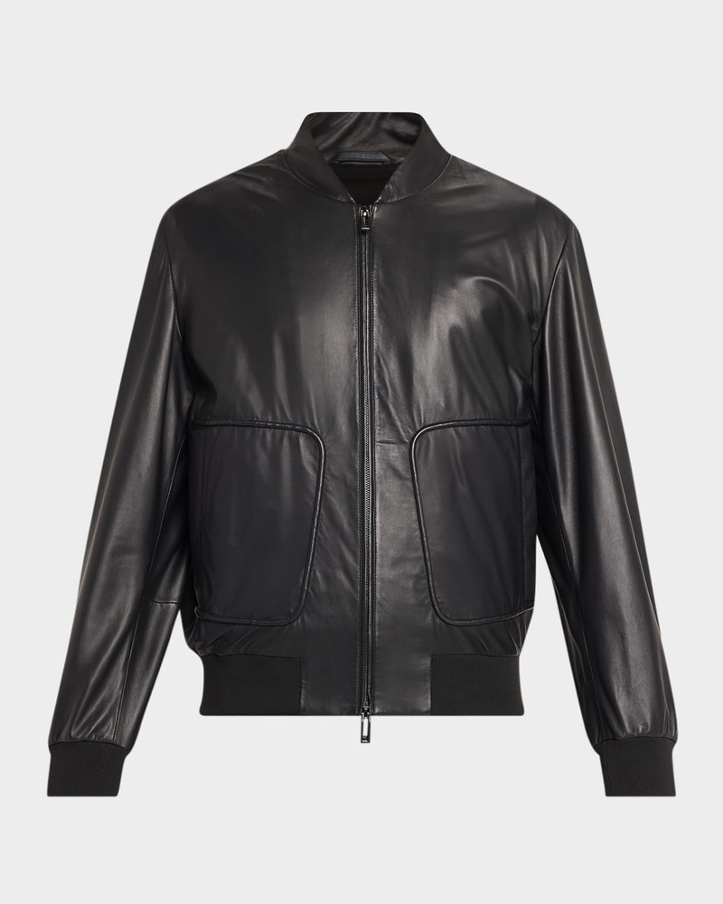 Men's Oversized-Pocket Leather Bomber Jacket 1
