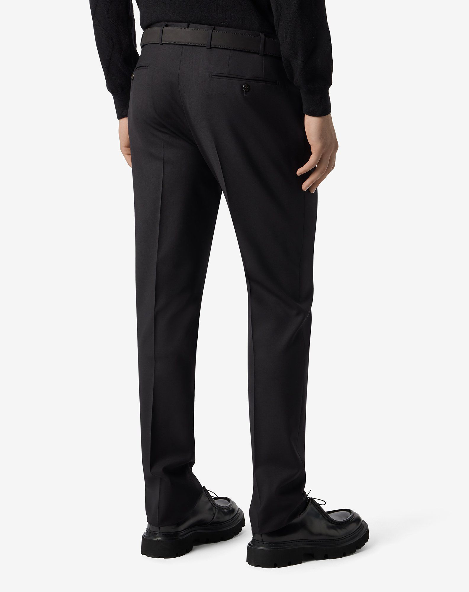 Black stretch wool bengaline trousers - 4