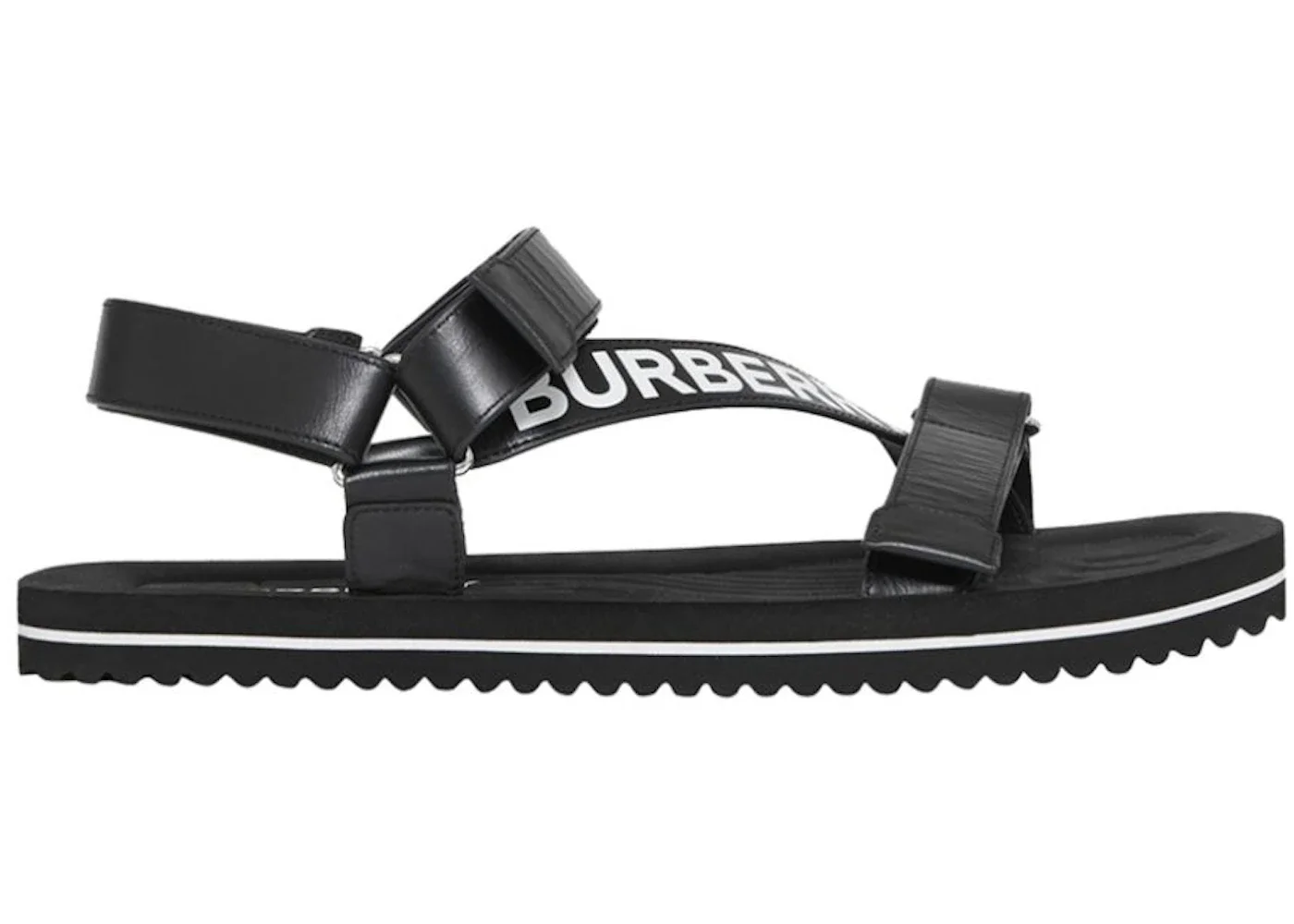 Burberry Logo-Strap Sandal Black Leather - 1