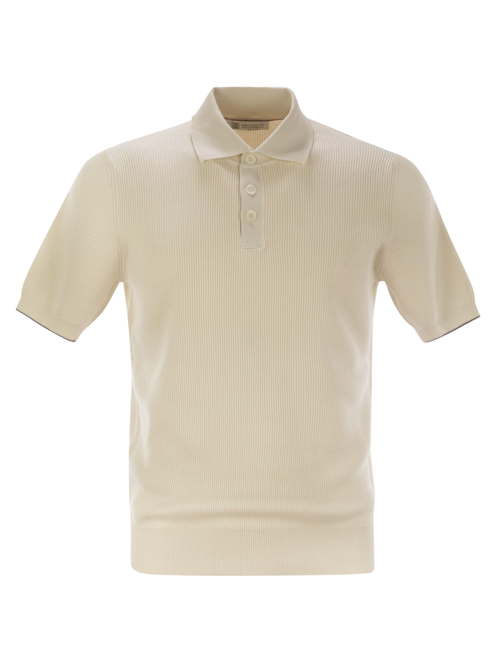 Brunello Cucinelli Men Ribbed Cotton Polo-Style Jersey - 1