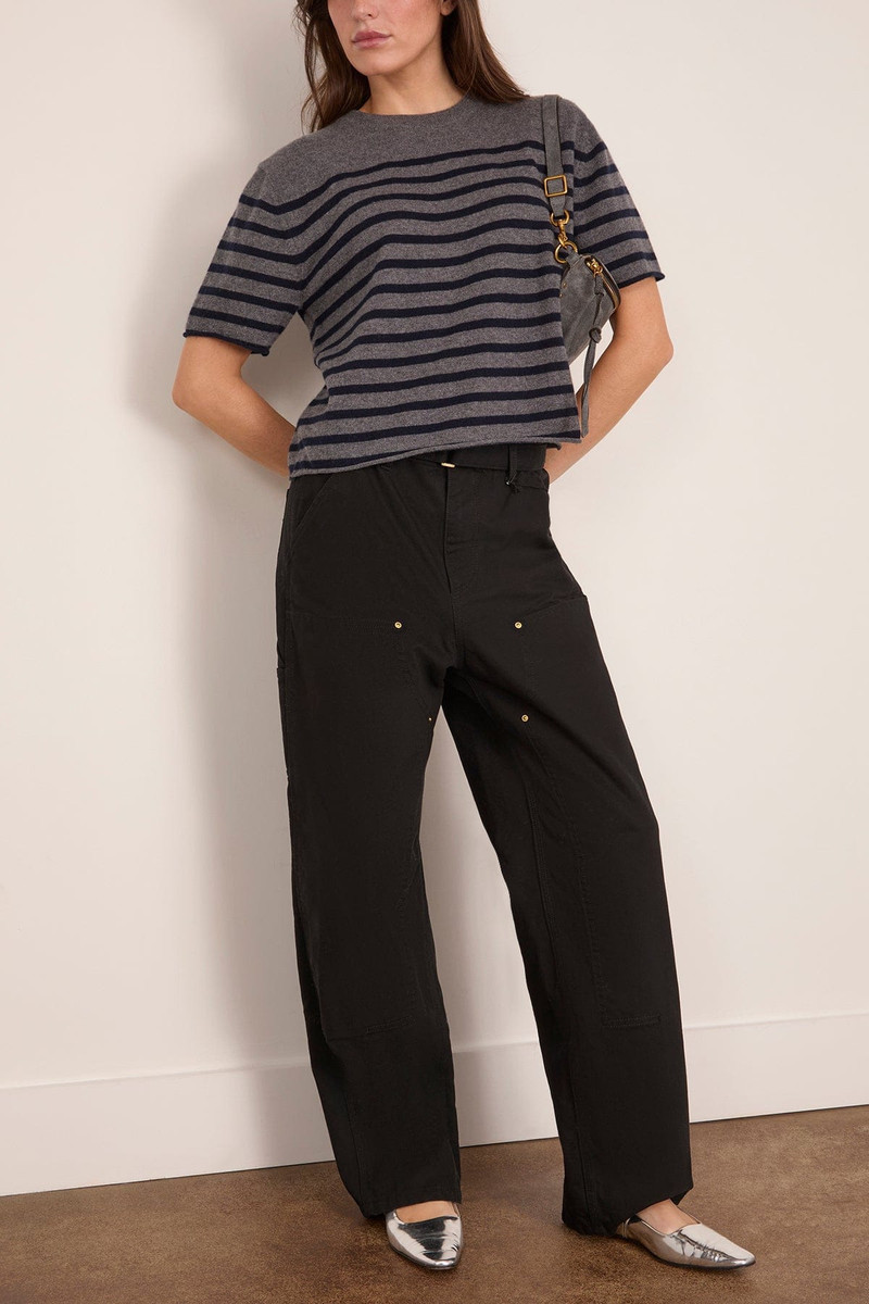 LISA YANG Cila Stripes T-Shirt in Graphite/Navy Stripes outlook