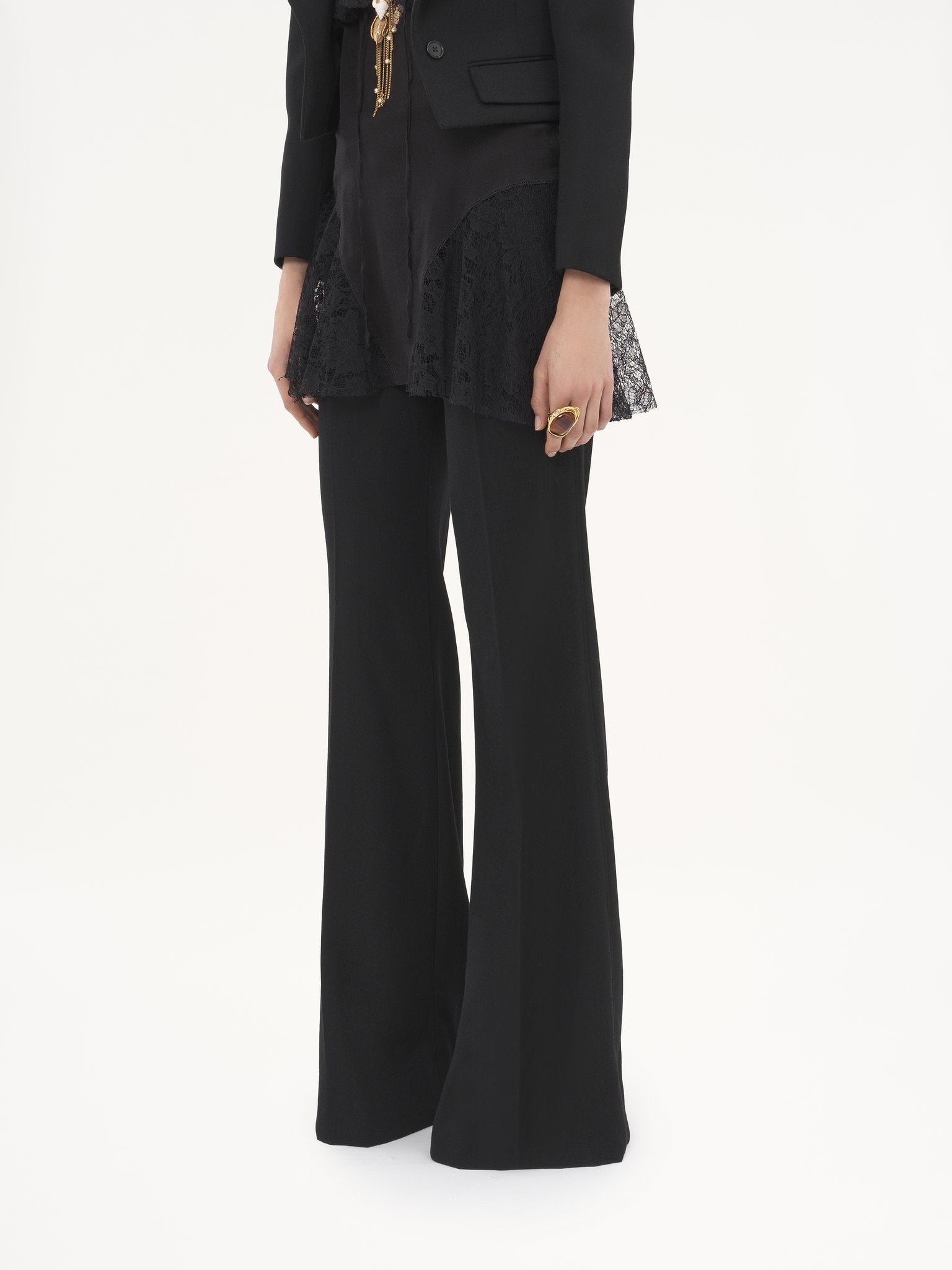 FLARED TAILORED PANTS IN WOOL GABARDINE - 4