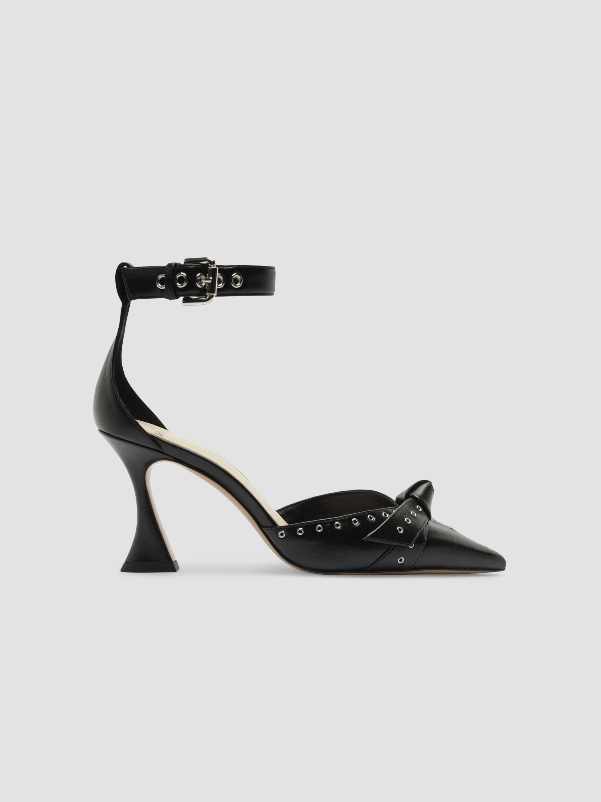Women's Clarita 85MM Grommet-Trimmed Leather Pumps - Black - 1