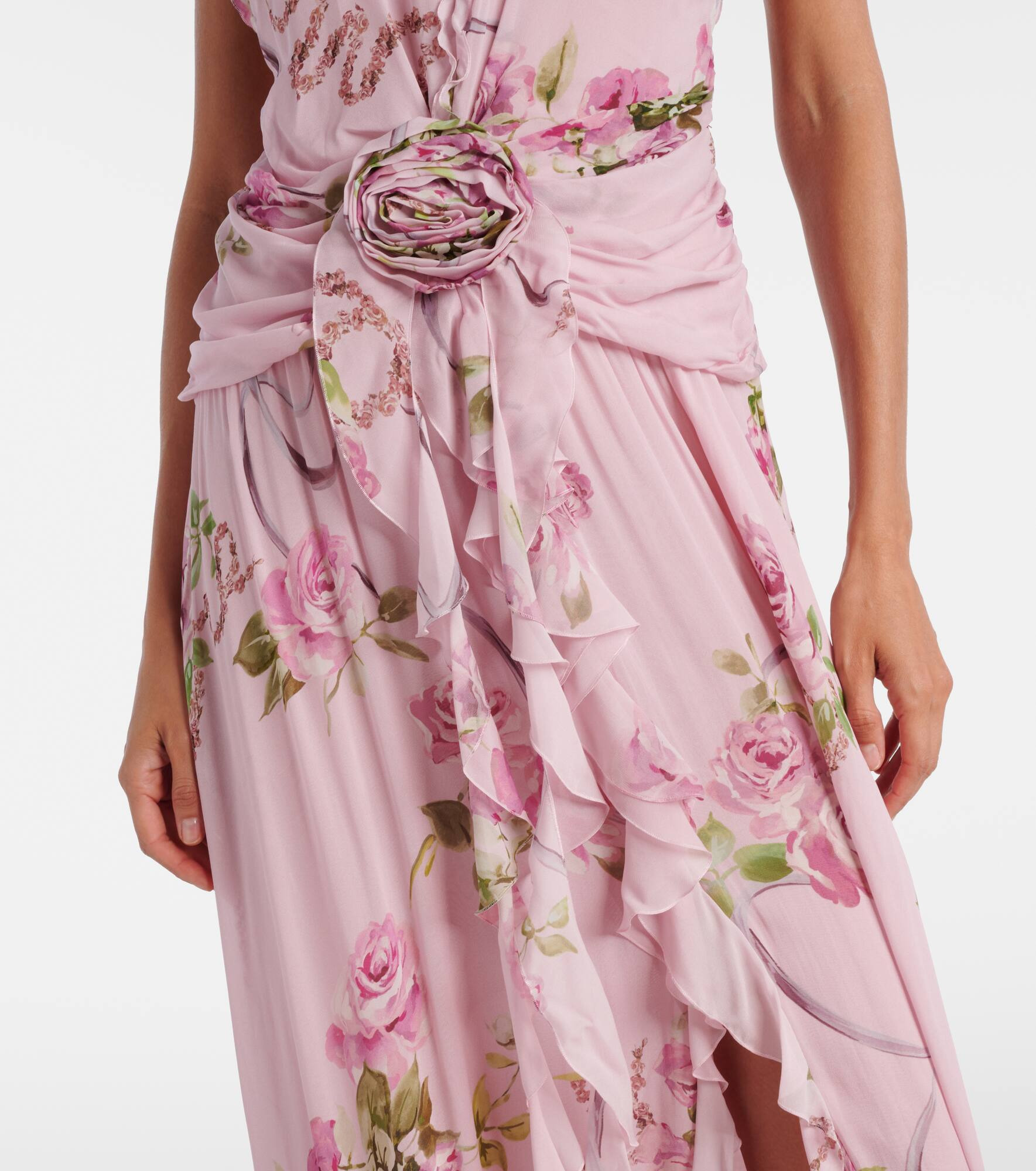 Floral ruffled georgette maxi dress - 5