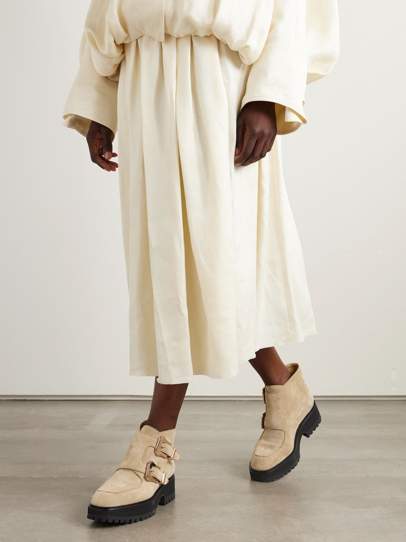 GABRIELA HEARST Apollo buckled suede platform ankle boots Sand outlook