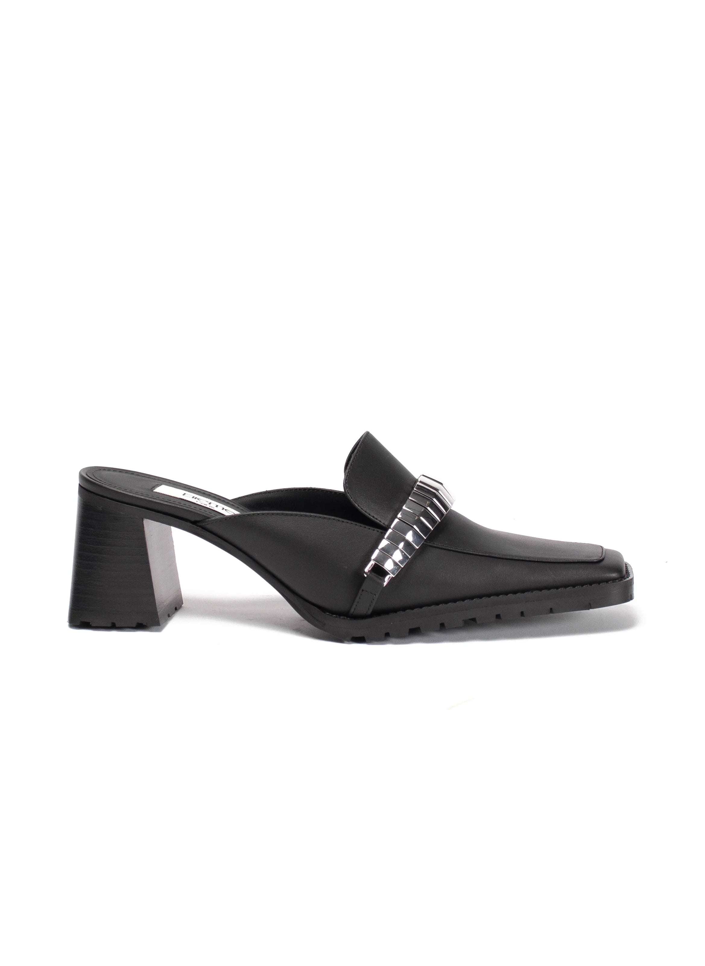 Eva Loafer Mule Leather/Metal Black - 4