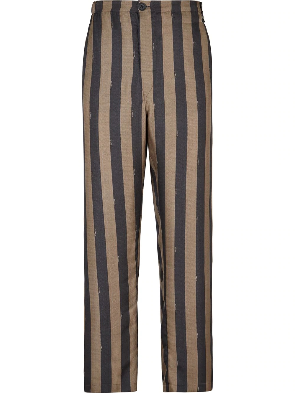 stripe print silk trousers - 1