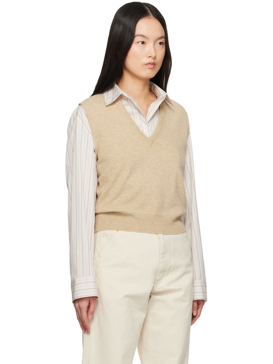 Beige Knit Vest - 2