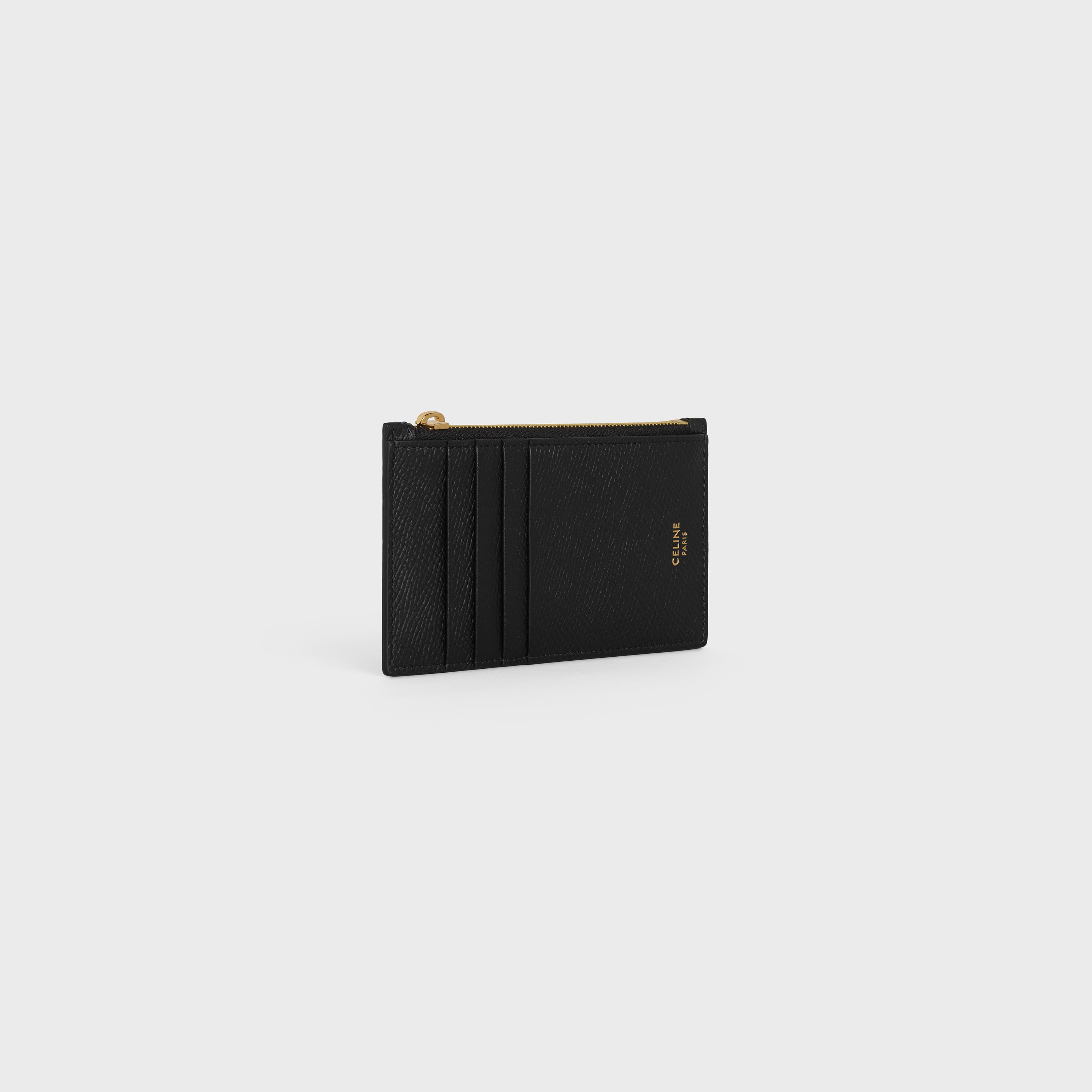 ZIPPED COMPACT CARD HOLDER IN GRAINED CALFSKIN - 5