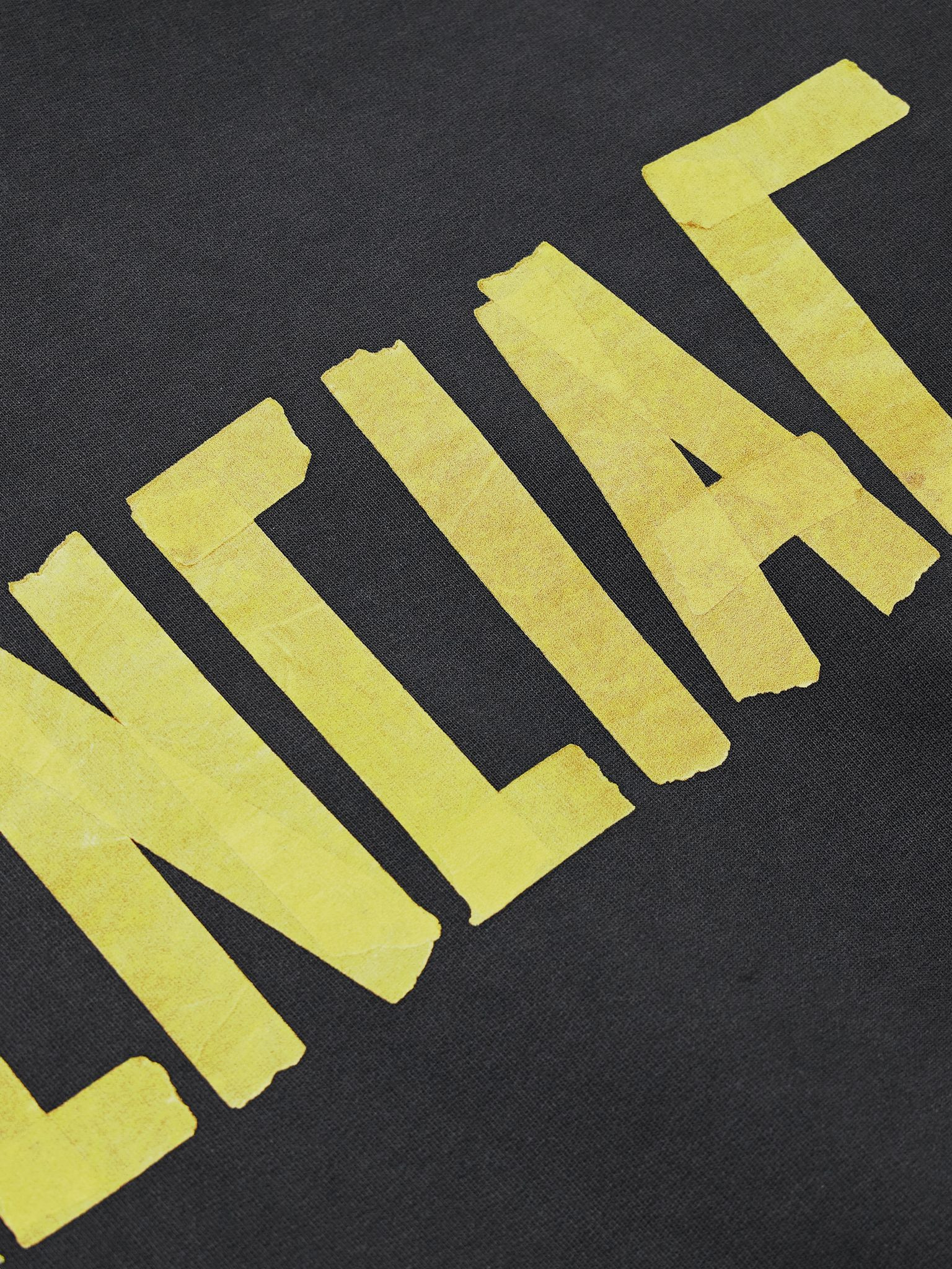Tape Type Oversized Distressed Logo-Print Cotton-Jersey Hoodie Black - 4