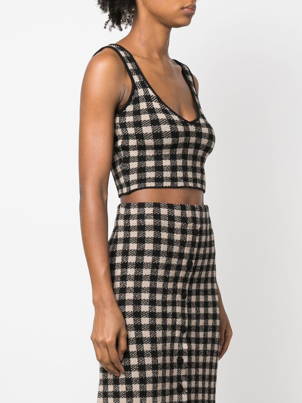 Argia gingham-check crop-top - 3