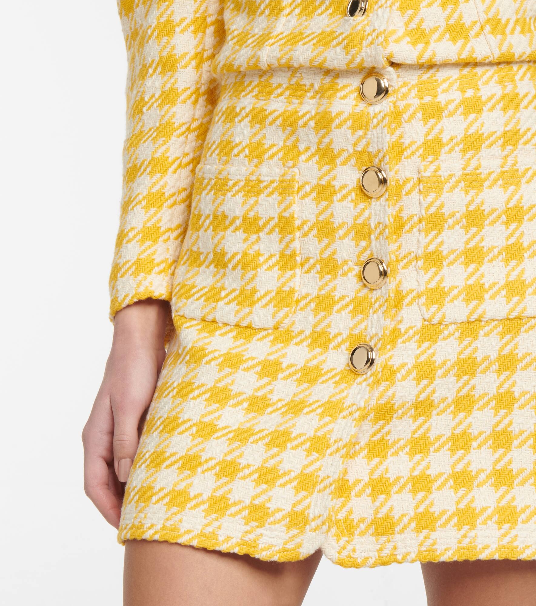 Houndstooth wool-blend miniskirt - 4