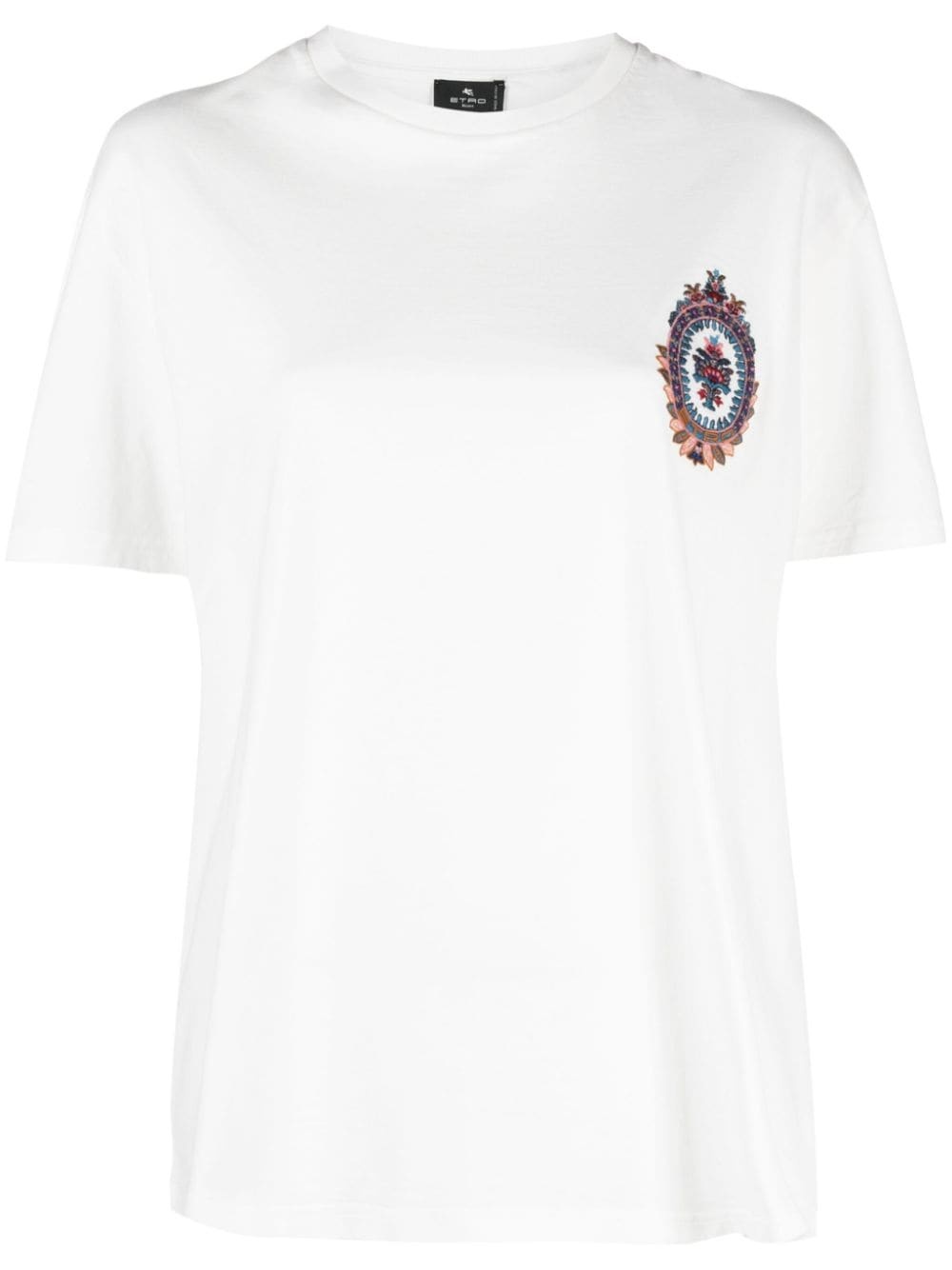 embroidered-crest cotton T-shirt - 1