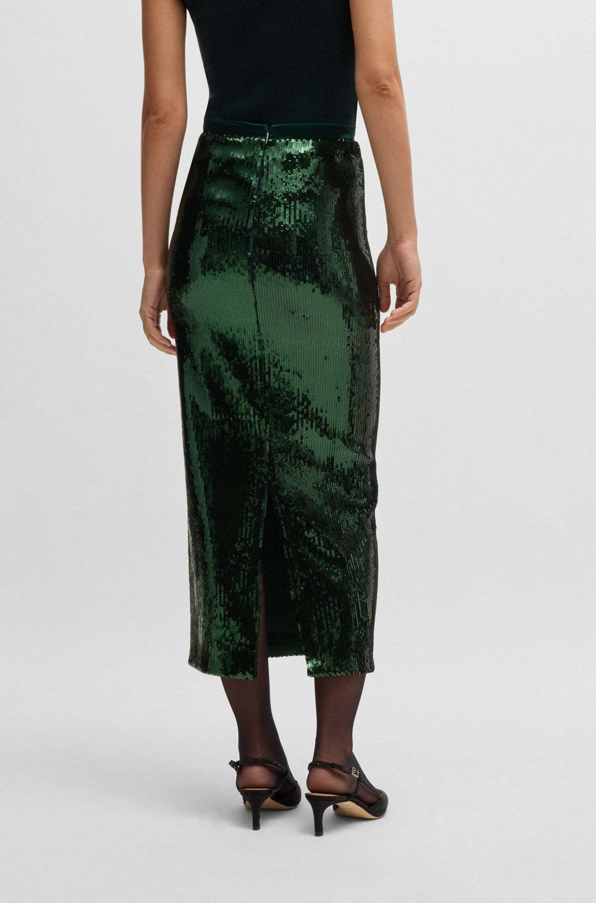 RELAXED-FIT MAXI SKIRT WITH SEQUIN EMBELLISHMENTS - 4