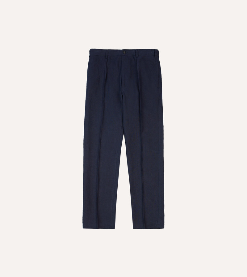 Navy Antique Linen Games Trousers - 1