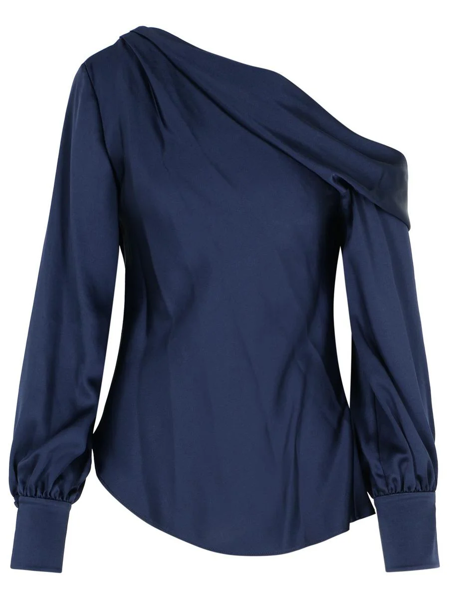 Simkhai 'Alice' Navy Acetate Blend Blouse - 1