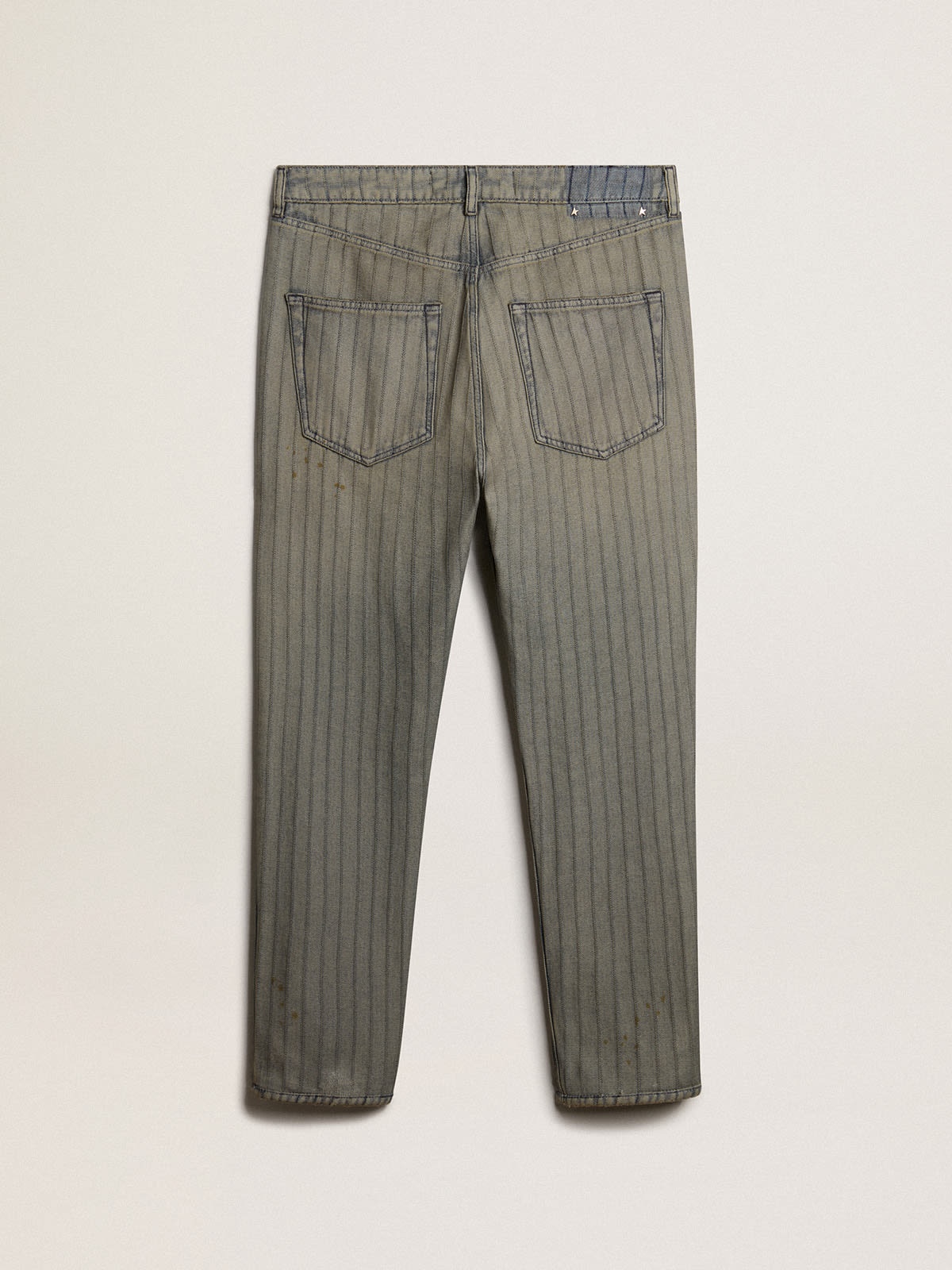 Men's gray pants in striped denim - 5