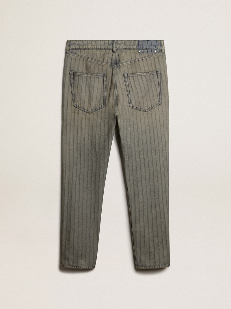 Men's gray pants in striped denim 5