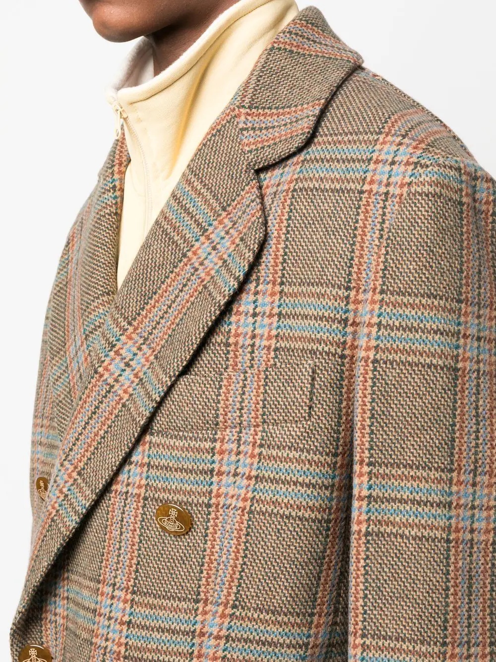 check double-breasted cotton coat - 5