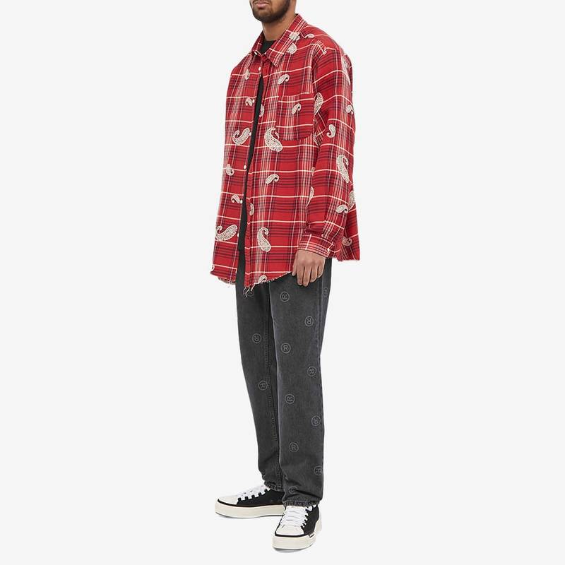 424 424 Paisley Printed Check Shirt outlook