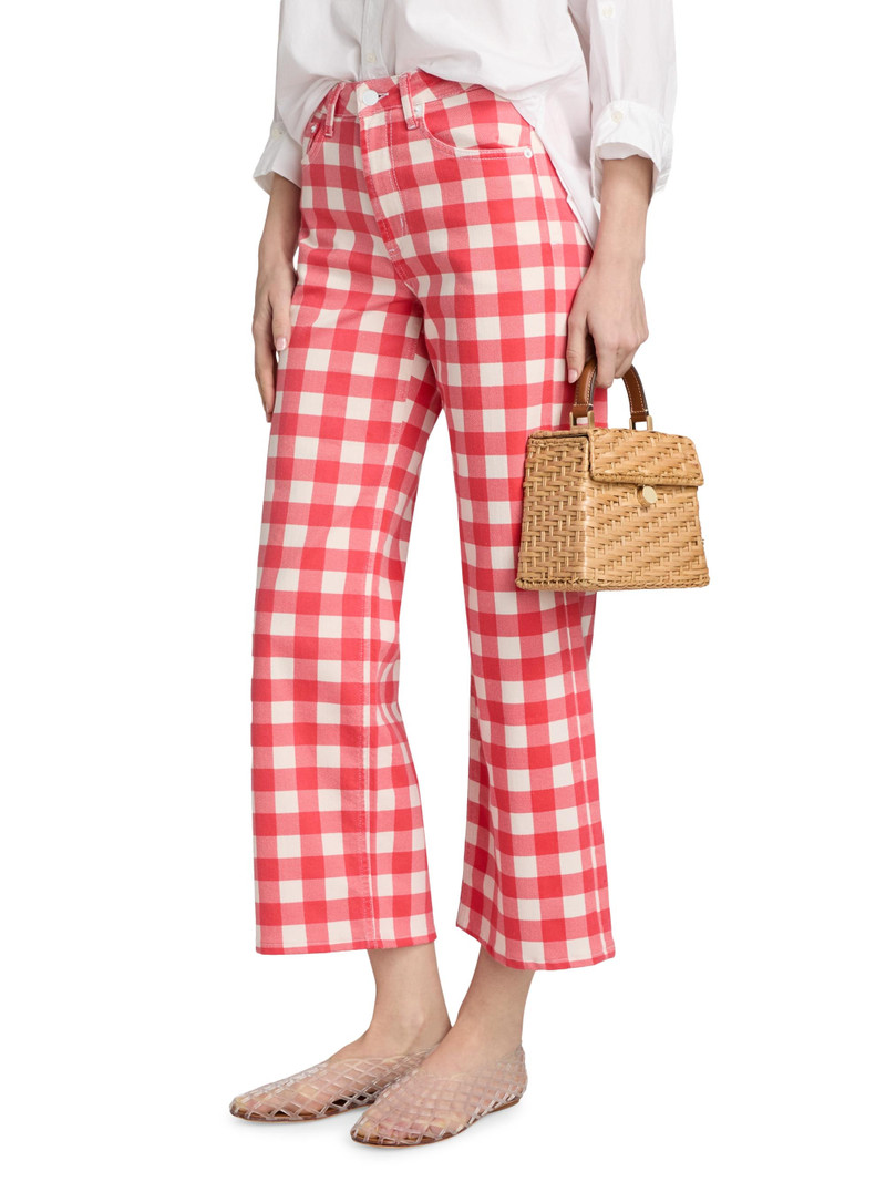 Women's Getty Gingham Wide-Leg Crop Jeans - Tomato Gingham 4