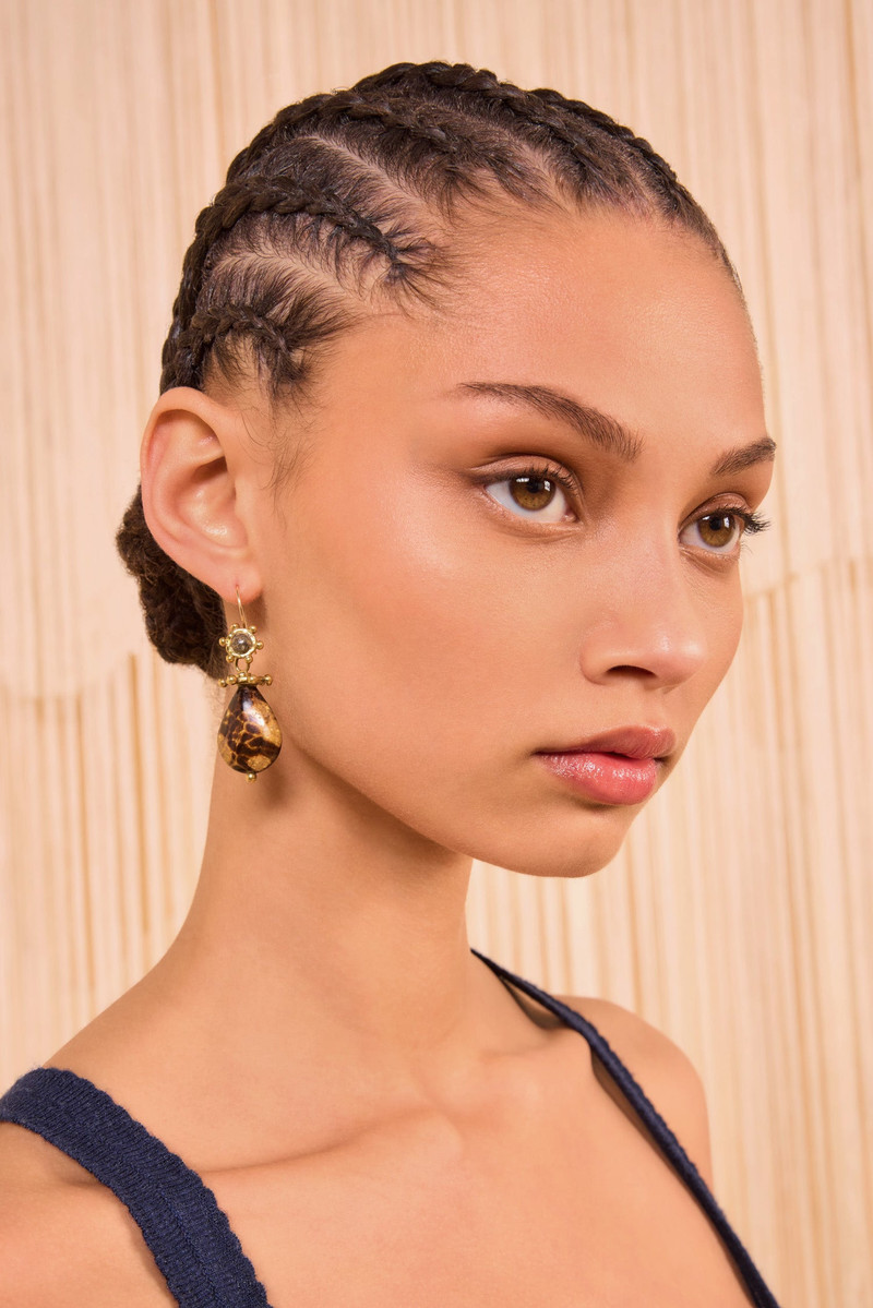 ULLA JOHNSON Raelyn Spotted Jasper Double Stone Drop outlook