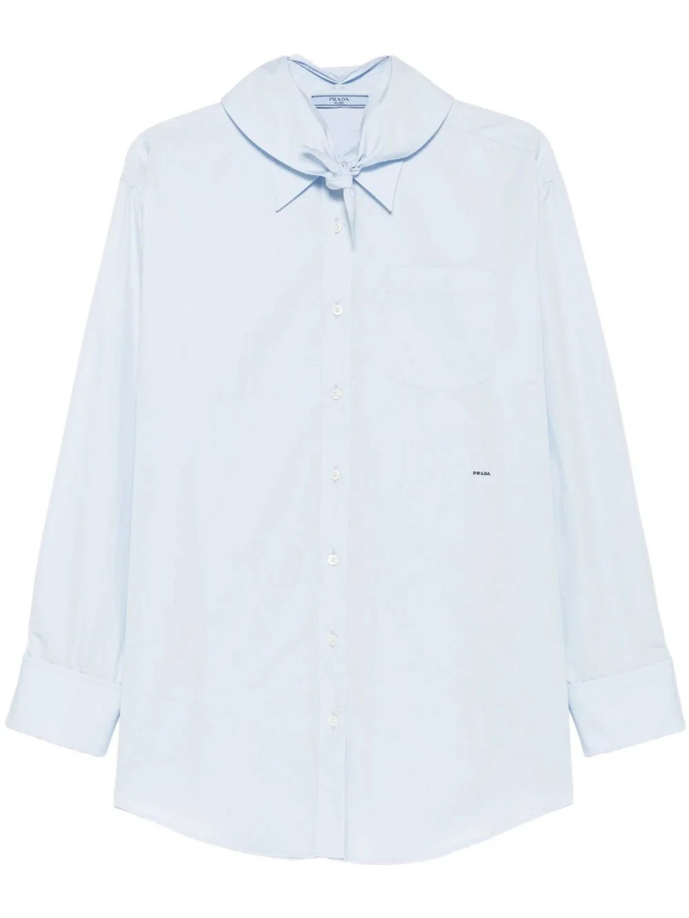 Prada Women Poplin Shirt With Knot Detail - 1