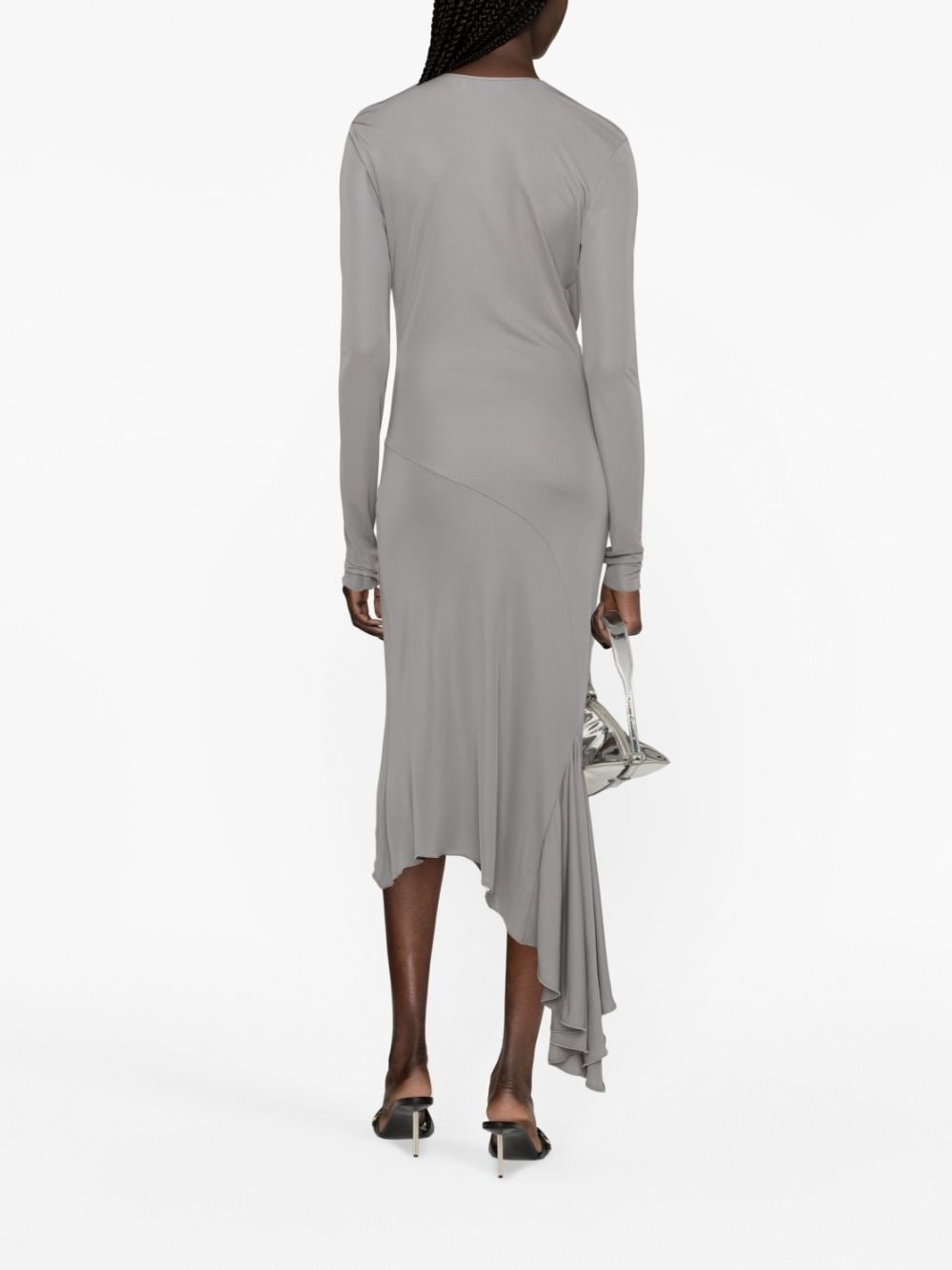 cowl-neck asymmetric midi dress - 3