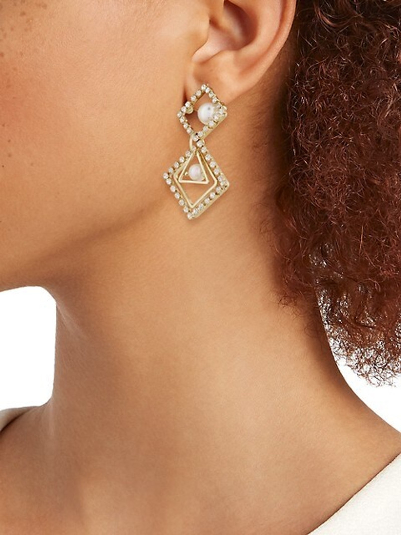 Rosantica Zelda Goldtone, Faux Pearl, & Crystal Geometric Drop Earrings outlook