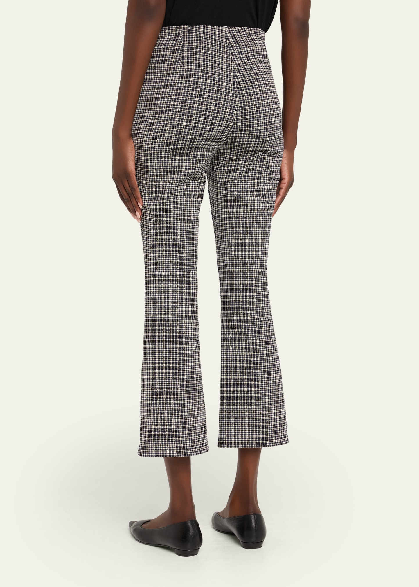 Plaid High-Rise Kick-Flare Pants - 3