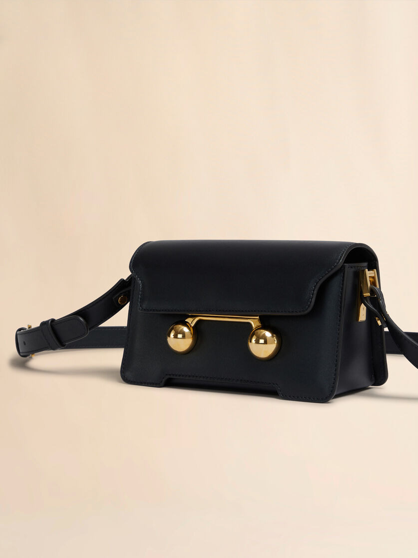 BLACK LEATHER TRUNKAROO MINI SHOULDER BAG - 4