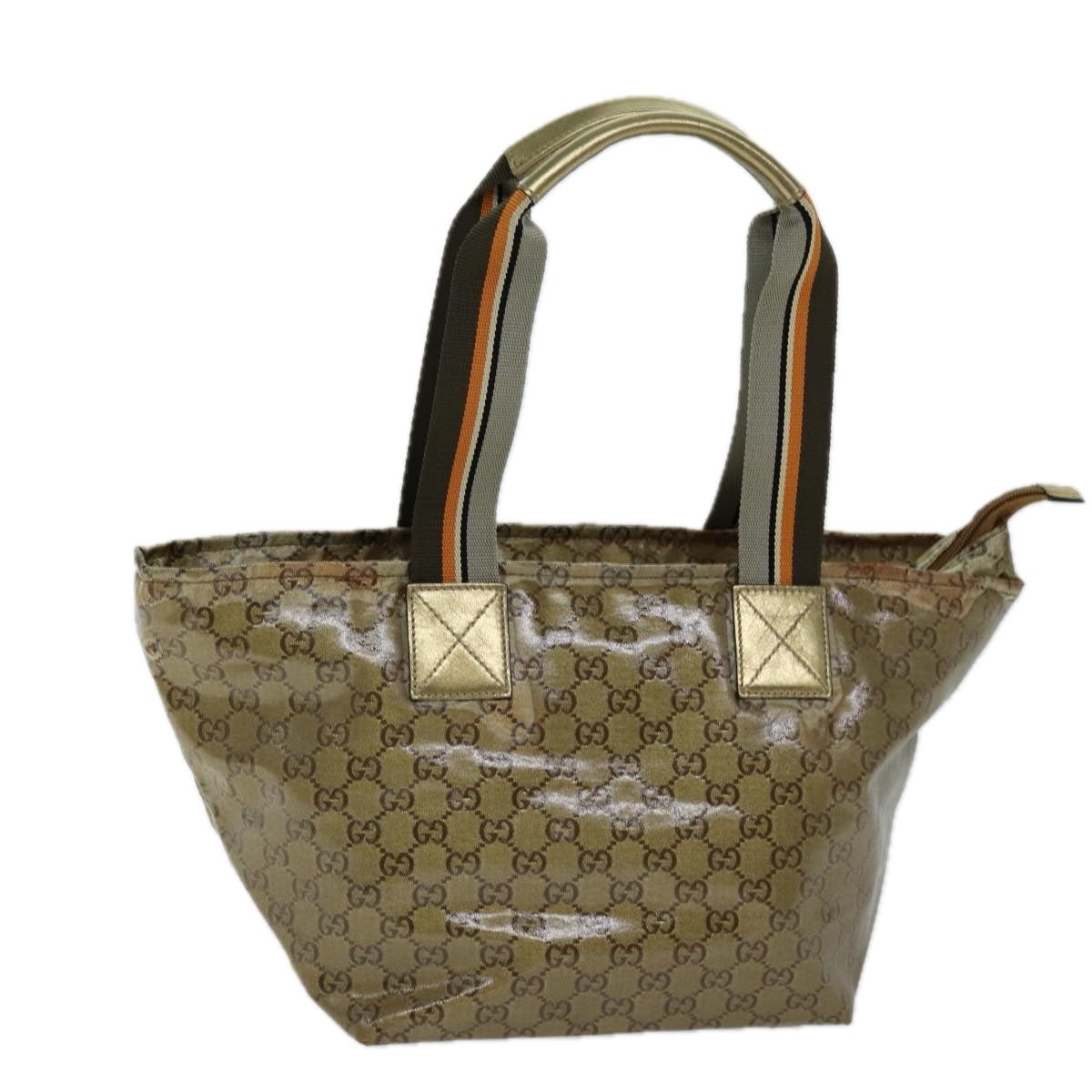 GUCCI GG Crystal Tote Bag Gold Gray Brown - 2