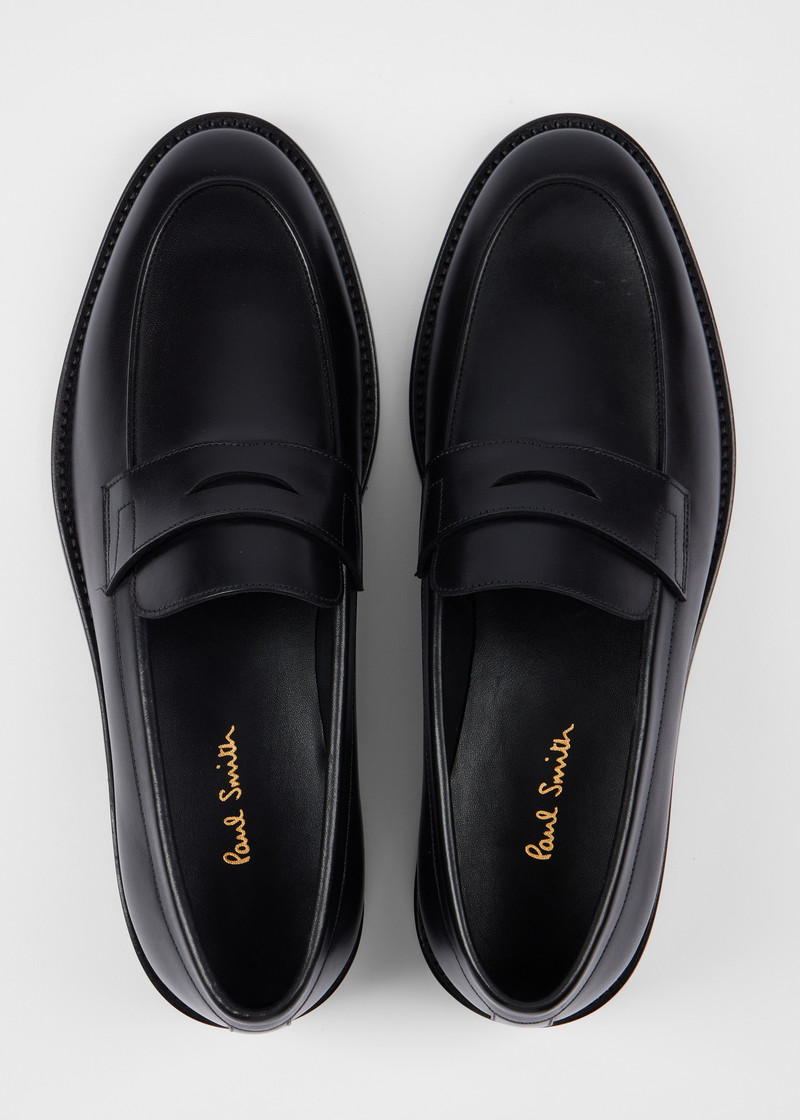 Black Leather 'Benito' Loafers 5