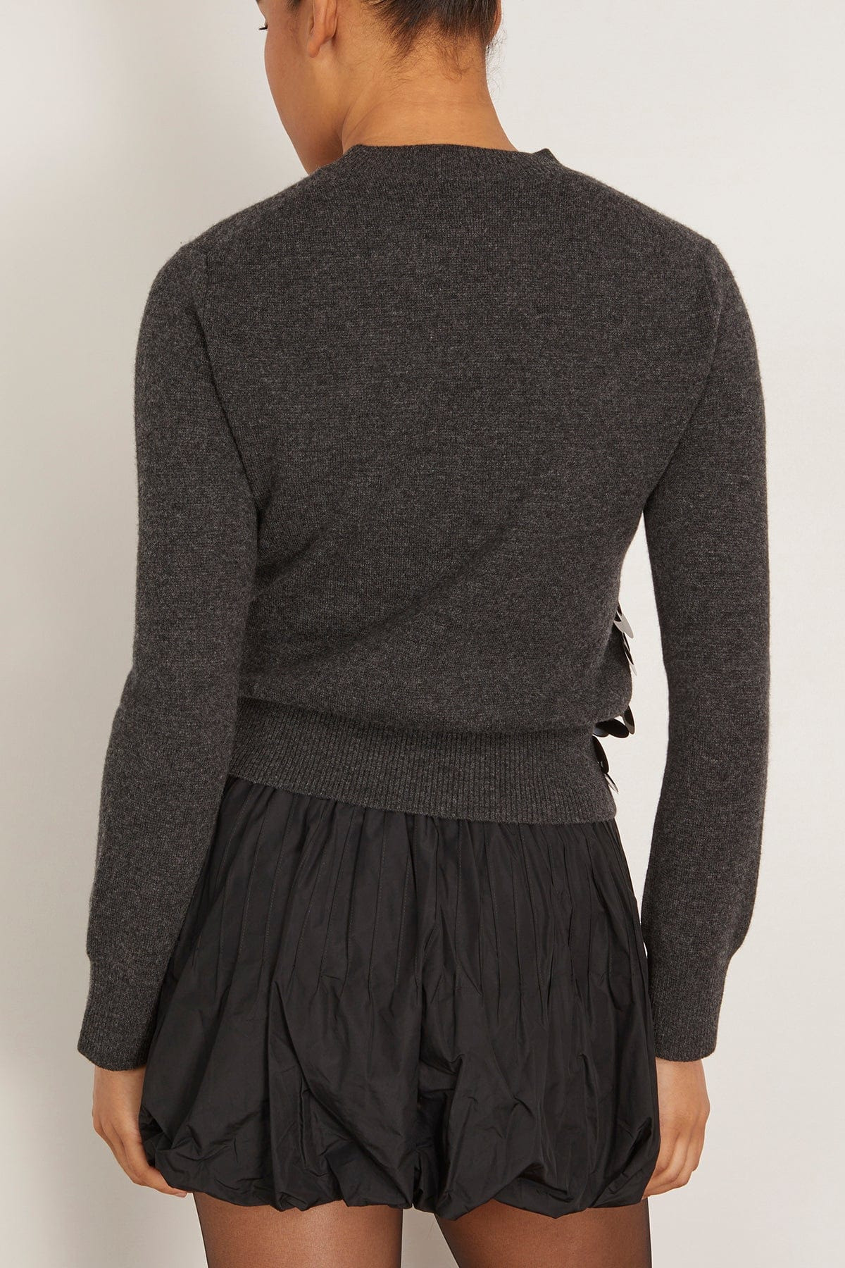 Sequin Embroidery Wool Knit Pullover in Gray/Black - 4