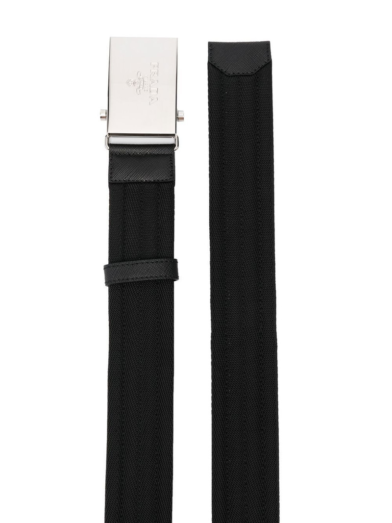 Prada engraved-logo woven belt outlook