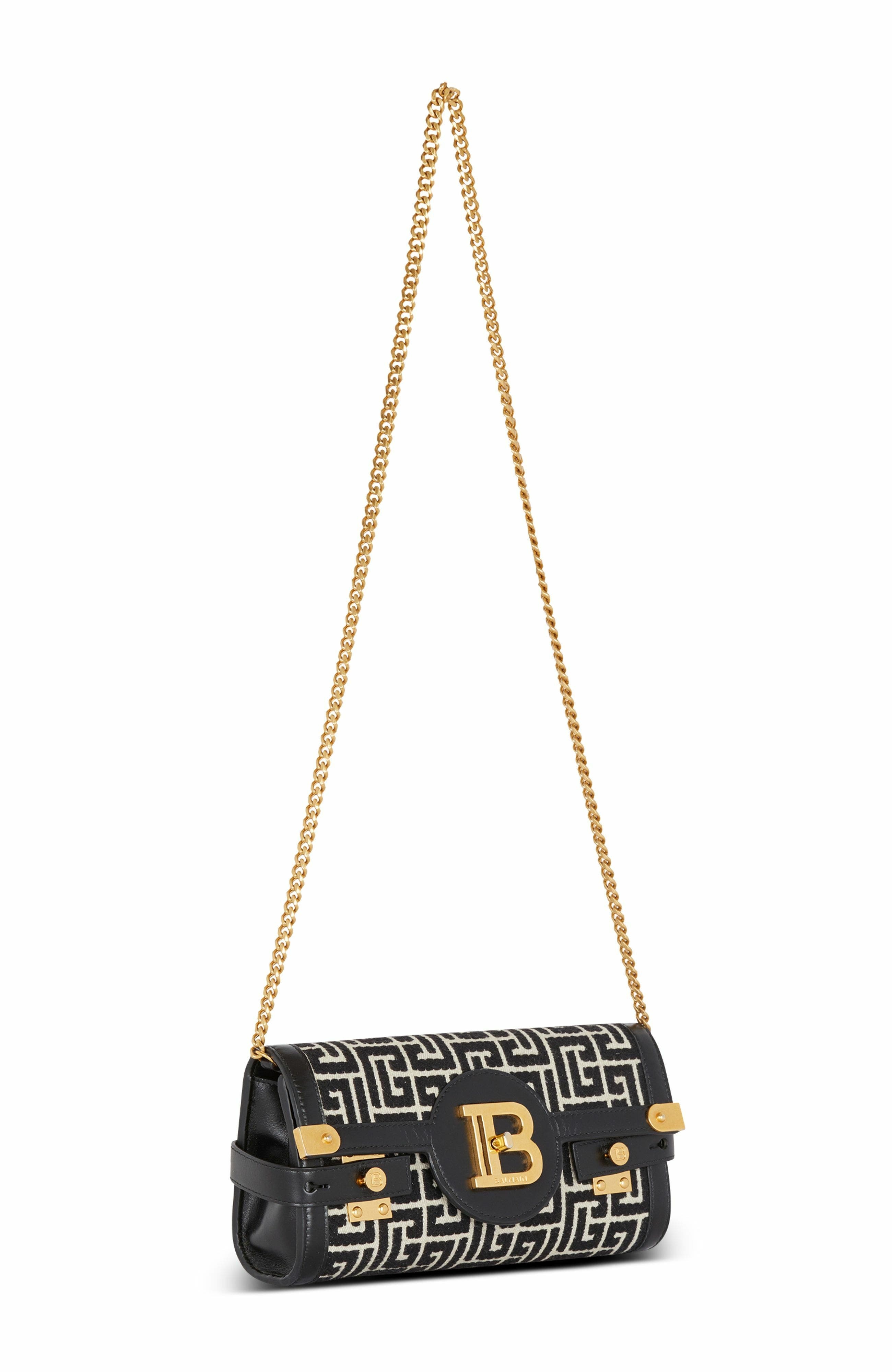 Balmain B-Buzz Pouch 23 in monogrammed jacquard canvas and leather in Black at Nordstrom - 4