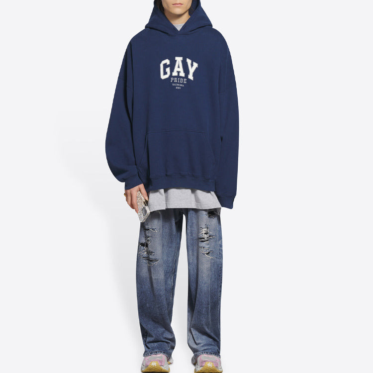Balenciaga Pride Hoodie Boxy Fit 'Navy' 651799TLV548561 - 3