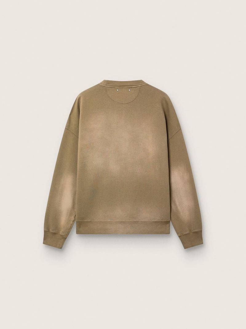 Golden Goose Unisex sweatshirt in military-green bleached-look cotton with embroidered logo outlook