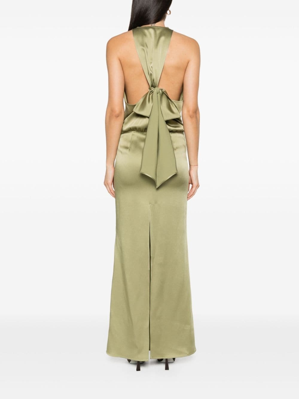 V-neck satin maxi dress - 4