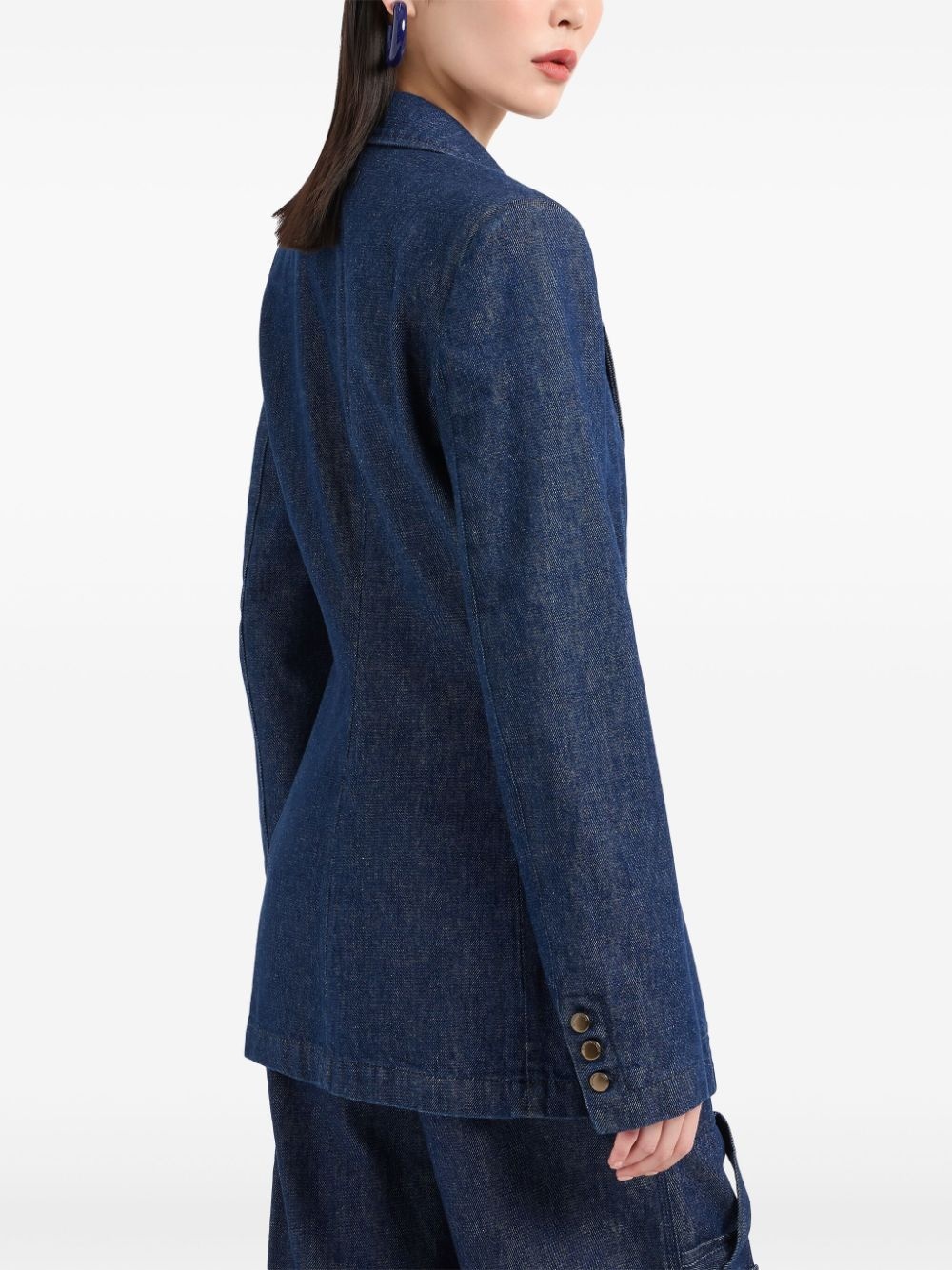 denim double-breasted blazer - 4