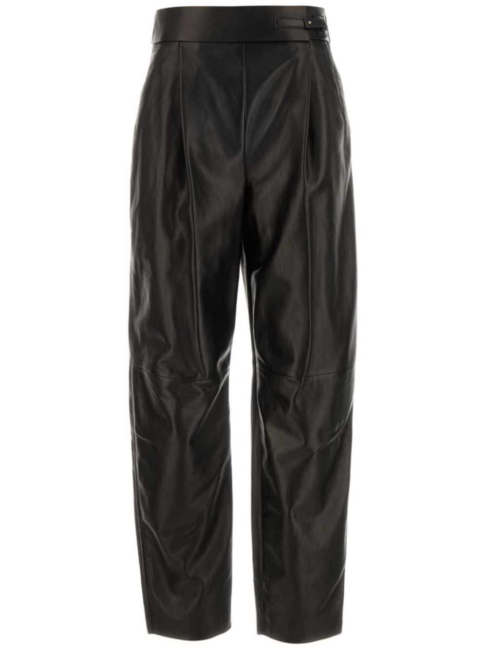 leather straight-leg trousers - 1